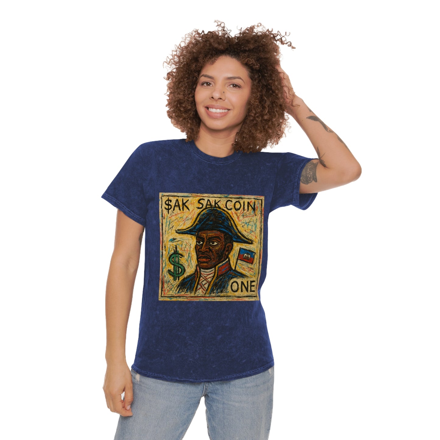 Cool Unisex Mineral Wash T-Shirt with Artistic Design - Perfect for Casual Style and Celebrations