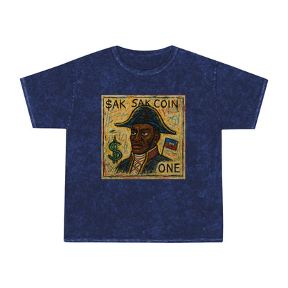 Cool Unisex Mineral Wash T-Shirt with Artistic Design - Perfect for Casual Style and Celebrations